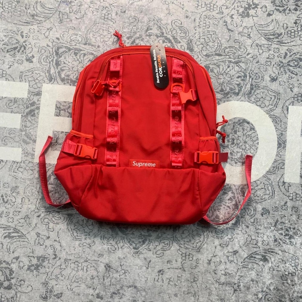 Supreme Backpack Unisex O/S Red New Cordura Box Logo Streetwear Daypack